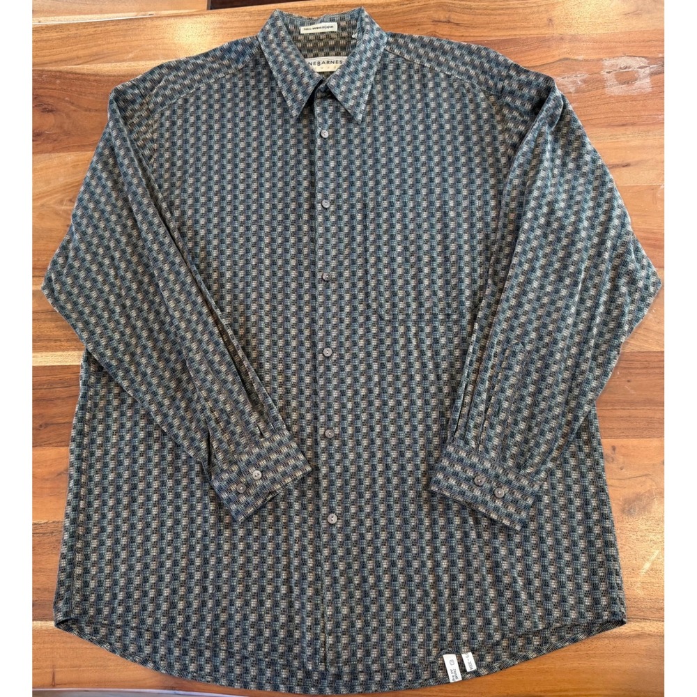 Vintage Jhane Barnes Mens L Geometric Shirt Fabric Woven Japan 100% Cotton